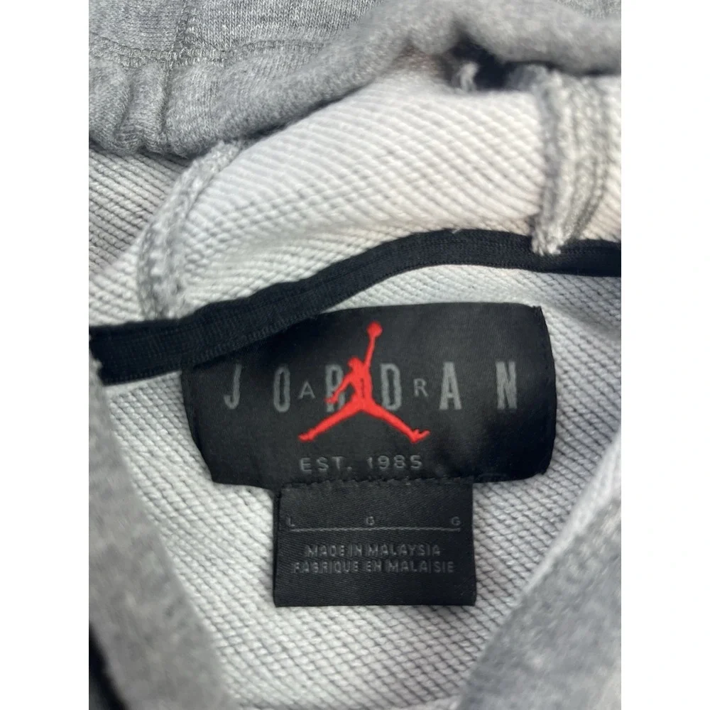 Jordan Hoodie Mens Size Large Gray Jumpman Logo Nike Dri Fit Sweatshirt DA9860